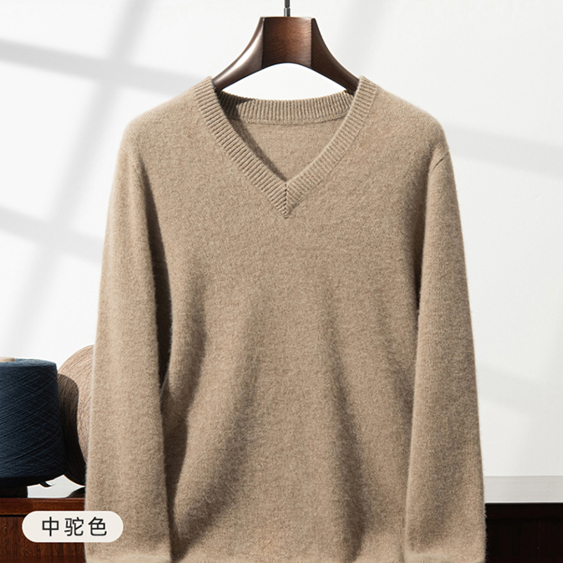 Knitted Cardigan Men - เสื้อสเวตเตอร์แคชเมียร์หนาพิเศษสำหรับผู้ชาย คอวี แคชเมียร์แท้ เสื้อสเวตเตอร์แฟชั่นผู้ชาย ผ้าขนสัตว์ แขนยาว