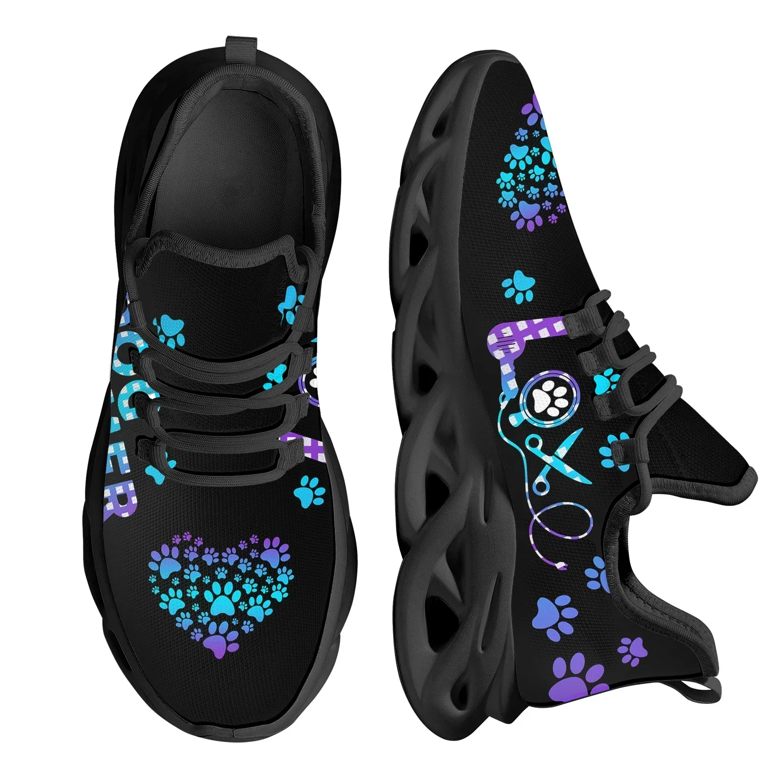 Mens Fashion Zapatos - รองเท้าผ้าใบตาข่ายระบายอากาศสำหรับผู้หญิง ดีไซน์ Dog Groomer คุณภาพสูง สีดำ