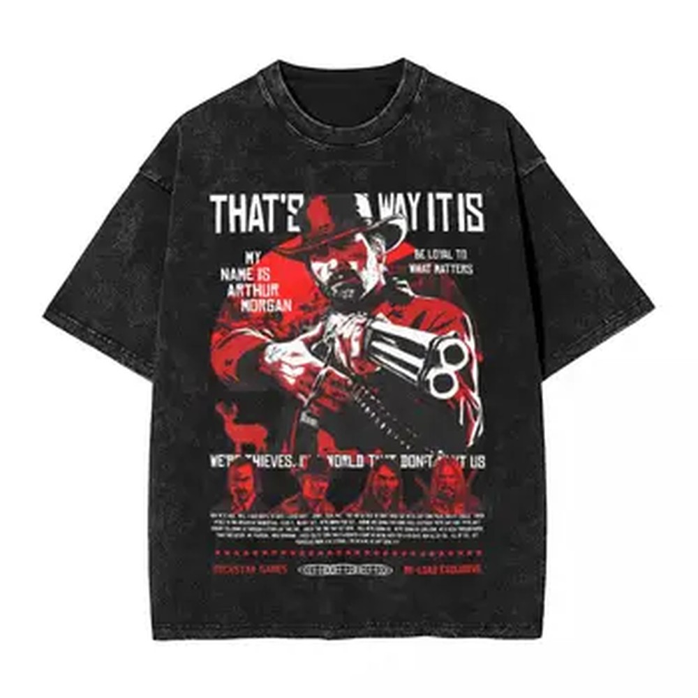 Graphic Tee Oversized - เสื้อยืดลายกราฟิก Red Dead Redemption 2 ทรงโอเวอร์ไซส์