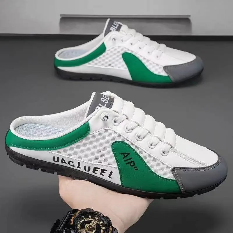 Mens Fashion Zapatos - รองเท้าแตะแบบสวมครึ่งเท้า พื้นนิ่ม แฟชั่นผู้ชาย สำหรับฤดูร้อน รองเท้าลำลองทันสมัย พื้นรองเท้านุ่ม