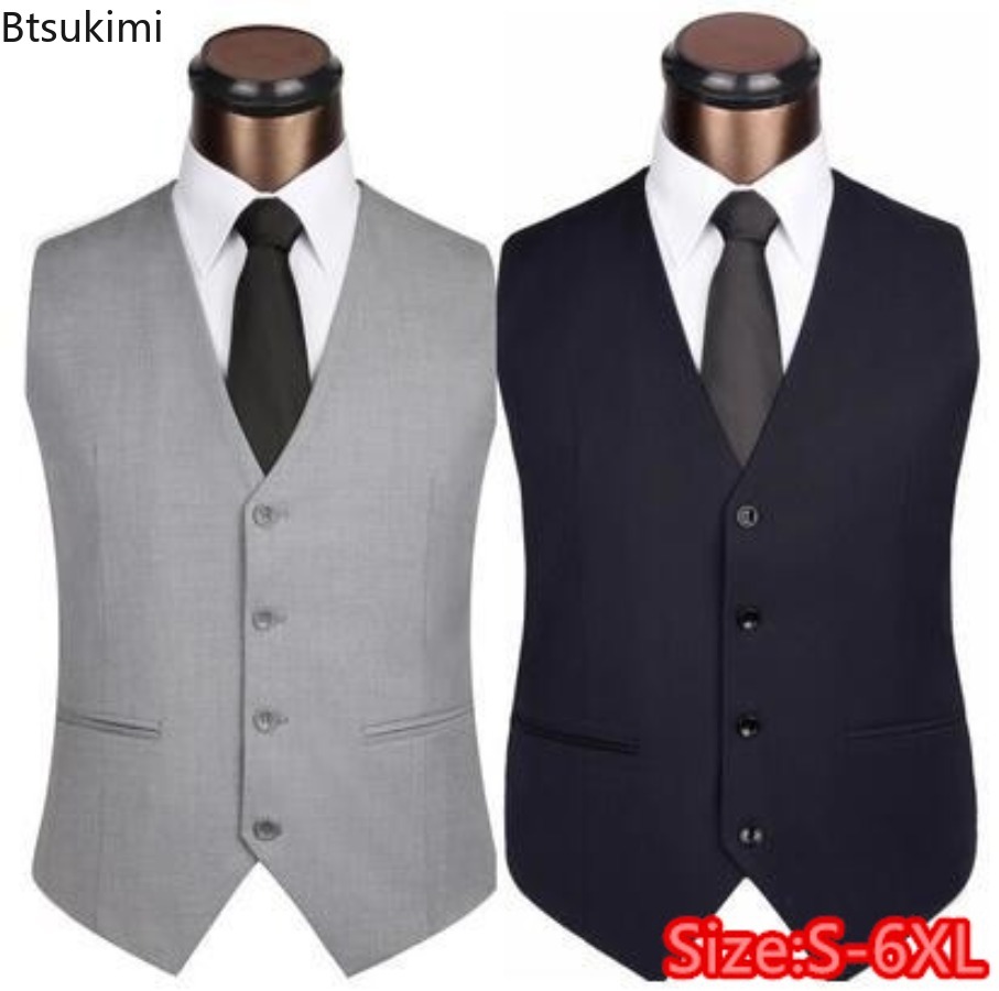 Formal Waistcoat Vest - S-6XL Plus ขนาดชายเกาหลี Slim Fit เสื้อกั๊ก