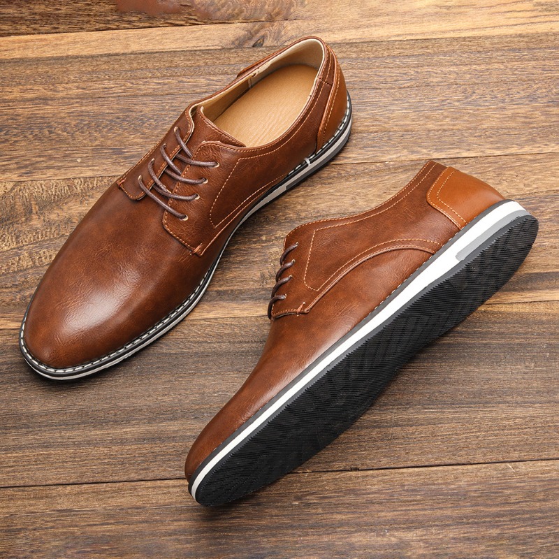 Mens Fashion Zapatos - รองเท้าหนังลําลองผู้ชายแฟชั่นธุรกิจรองเท้า Mocasines สบายรองเท้าสําหรับชาย Lace Up รองเท้าไม่มีส้น