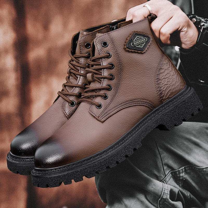 Chelsea Boots Men - รองเท้าบูทผู้ชายสำหรับฤดูหนาว รองเท้าทางการแบบผูกเชือก รองเท้าบูทข้อเท้า รองเท้าบูทมอเตอร์ไซค์ รองเท้าบูทหิมะ รองเท้าบูทเชลซี