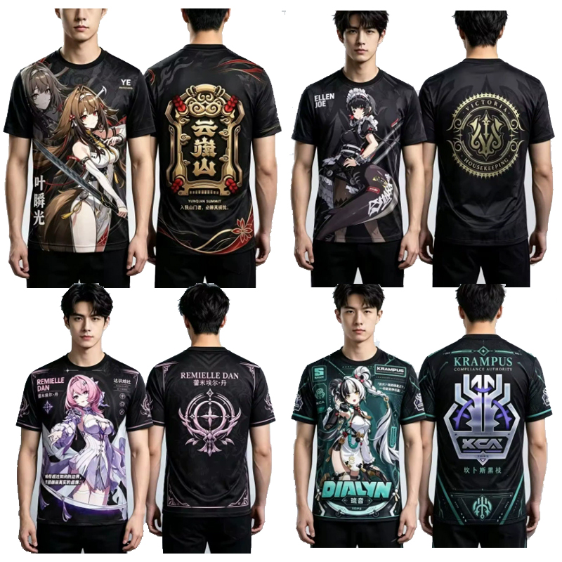 Graphic Tee Oversized - เสื้อยืดลายกราฟิกคอสเพลย์ Zenless Zone Zero สำหรับผู้ชาย ทรงโอเวอร์ไซส์