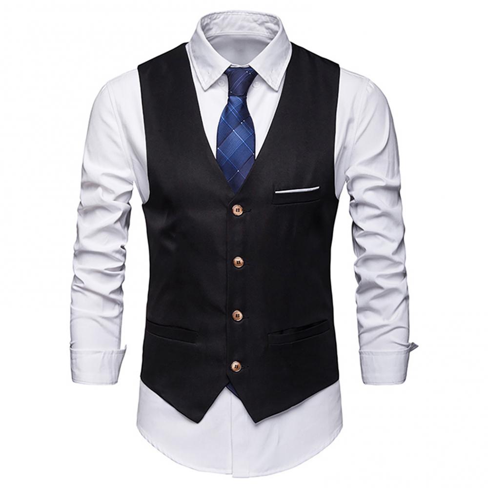 Formal Waistcoat Vest - เสื้อกั๊กชุดเดรสสำหรับผู้ชายทรงสลิมฟิตเสื้อกั๊กเสื้อสูทสำหรับผู้ชายเสื้อกั๊กธุรกิจอย่างเป็นทางการสำหรับแขนกุดแบบลำลองผู้ชาย
