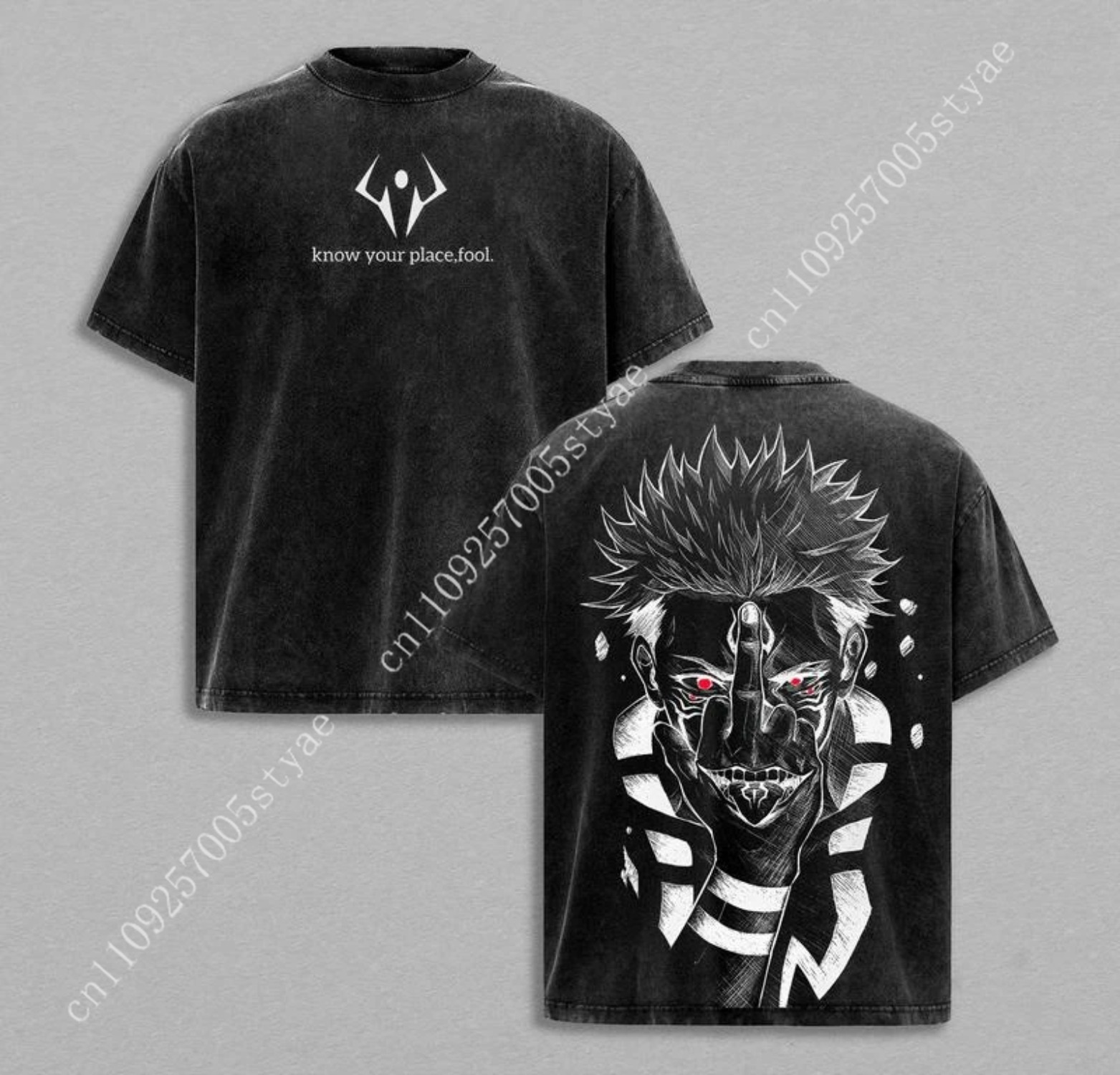 Graphic Tee Oversized - เสื้อยืดลายอนิเมะ ริโยเม็น ซุคุนะ สไตล์วินเทจ ทรงโอเวอร์ไซส์ สำหรับผู้ชายและผู้หญิง