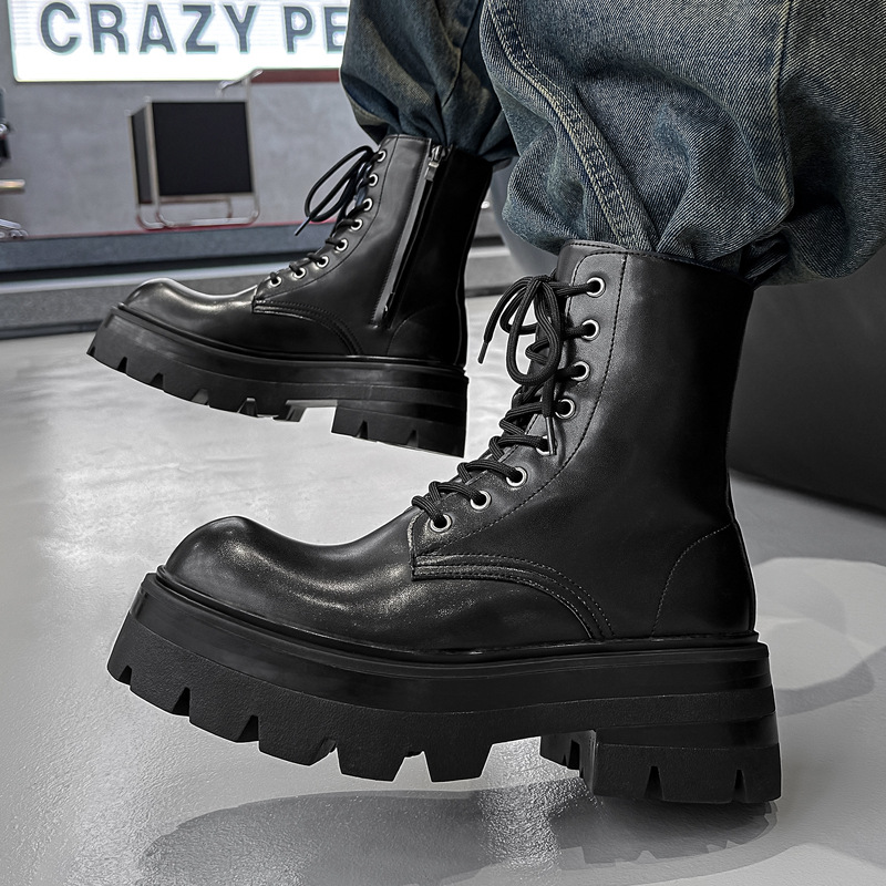 Chelsea Boots Men - รองเท้าบูทสไตล์อังกฤษสำหรับผู้ชาย แบบลำลอง เหมาะสำหรับใส่ขี่มอเตอร์ไซค์ งานแสดงบนเวที ทำจากหนังแท้ ทรงคาวบอย