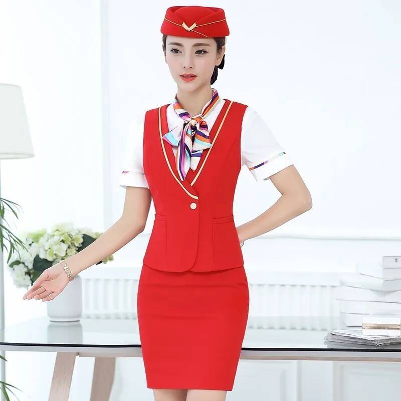Formal Waistcoat Vest - ชุดสูทธุรกิจผู้หญิงแบบเป็นทางการ พร้อมเสื้อและกระโปรง ชุดทำงานสำหรับสุภาพสตรี เสื้อกั๊กและชุดเวสต์ ชุดเบลเซอร์สำหรับพนักงานออฟฟิศ ชุดพนักงานต้อนรับบนเครื่องบิน