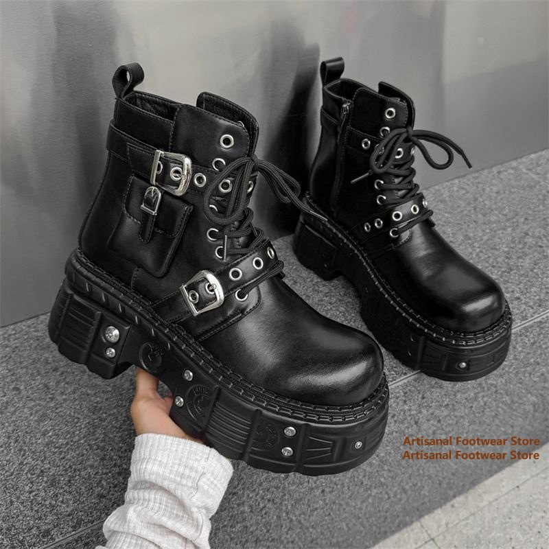 รองเท้าบูทข้อเท้าสีดำตกแต่งกระ - Chelsea Boots Men บทวิจารณ์และราคา