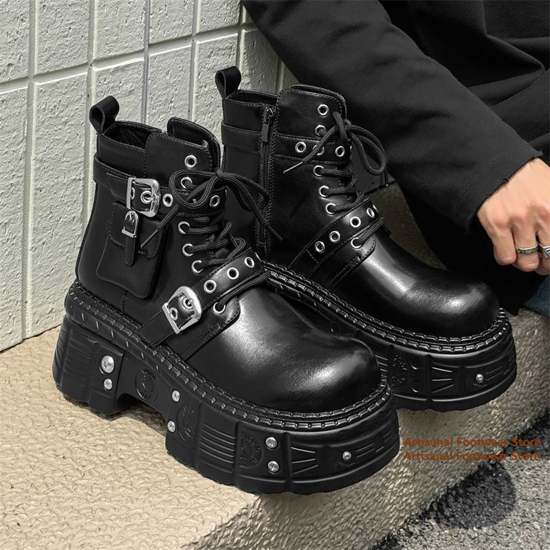 รองเท้าบูทข้อเท้าสีดำตกแต่งกระ - Chelsea Boots Men บทวิจารณ์และราคา