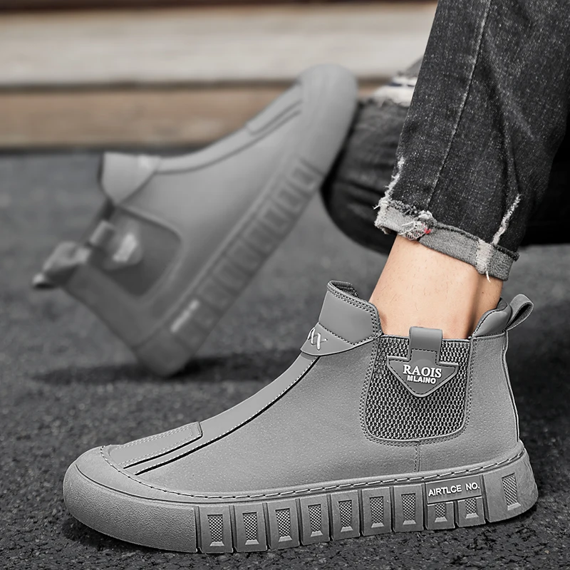 รองเท้าบูทหนังแฟชั่นสำหรับผู้ช - Chelsea Boots Men บทวิจารณ์และราคา