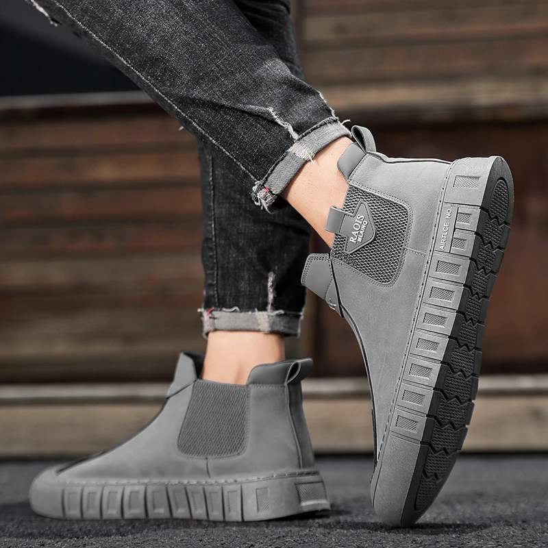 รองเท้าบูทหนังแฟชั่นสำหรับผู้ช - Chelsea Boots Men บทวิจารณ์และราคา