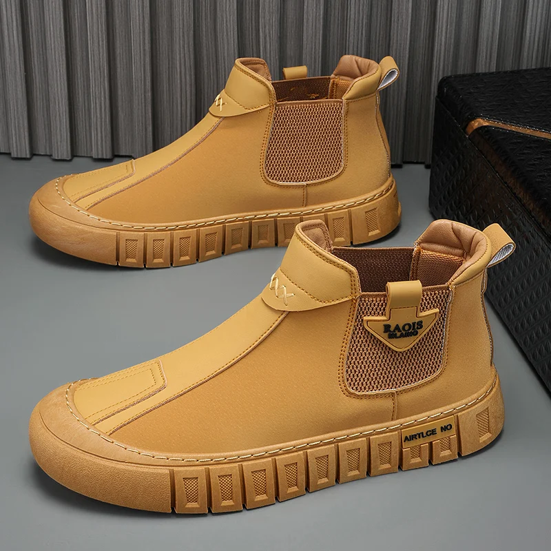 รองเท้าบูทหนังแฟชั่นสำหรับผู้ช - Chelsea Boots Men บทวิจารณ์และราคา