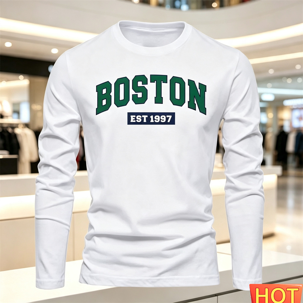 เสื้อยืดแขนยาวผู้ชายลายตัวอักษ - Men Fashion Upper บทวิจารณ์และราคา