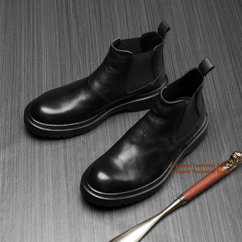 รองเท้าบูทเชลซีพื้นหนา หนังสีด - Chelsea Boots Men บทวิจารณ์และราคา