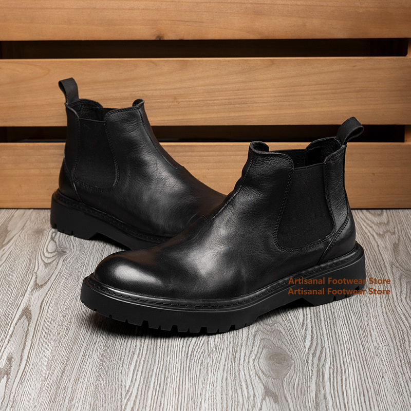 รองเท้าบูทเชลซีพื้นหนา หนังสีด - Chelsea Boots Men บทวิจารณ์และราคา