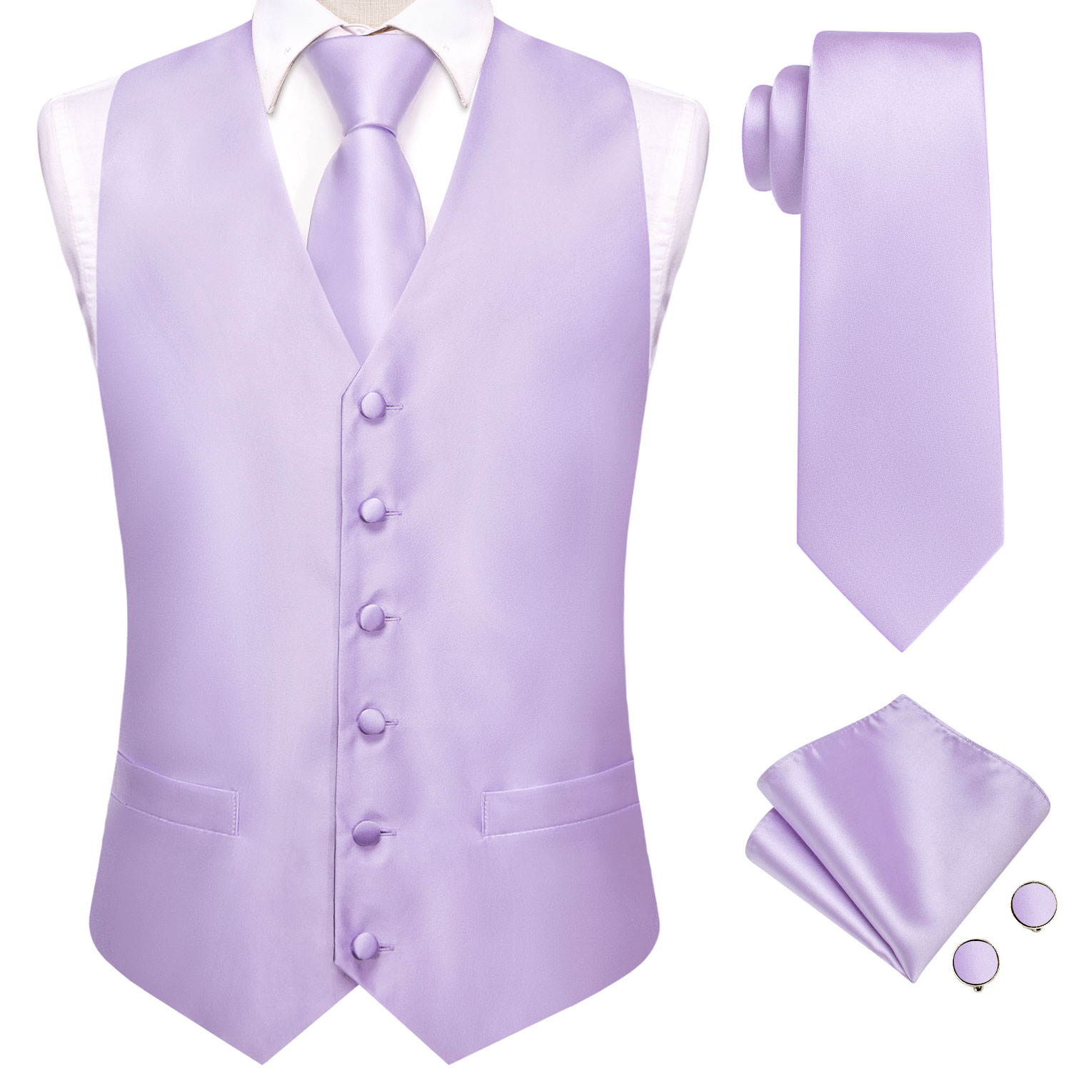 เสื้อกั๊กสูทผู้ชายสีม่วงไลแลคแ - Formal Waistcoat Vest บทวิจารณ์และราคา