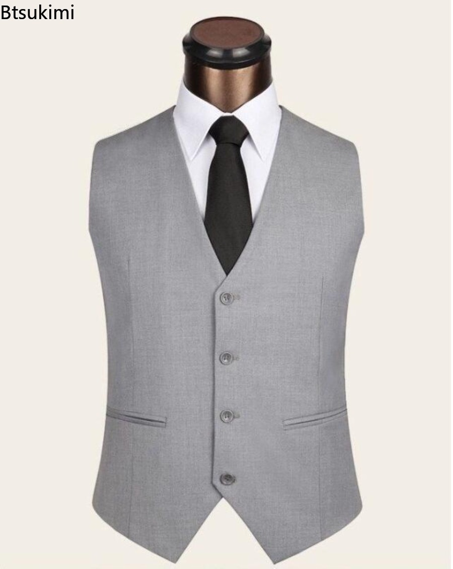 S-6XL Plus ขนาดชายเกาหลี Slim  - Formal Waistcoat Vest บทวิจารณ์และราคา