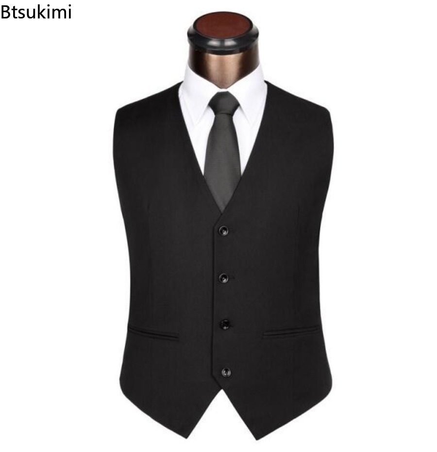 S-6XL Plus ขนาดชายเกาหลี Slim  - Formal Waistcoat Vest บทวิจารณ์และราคา