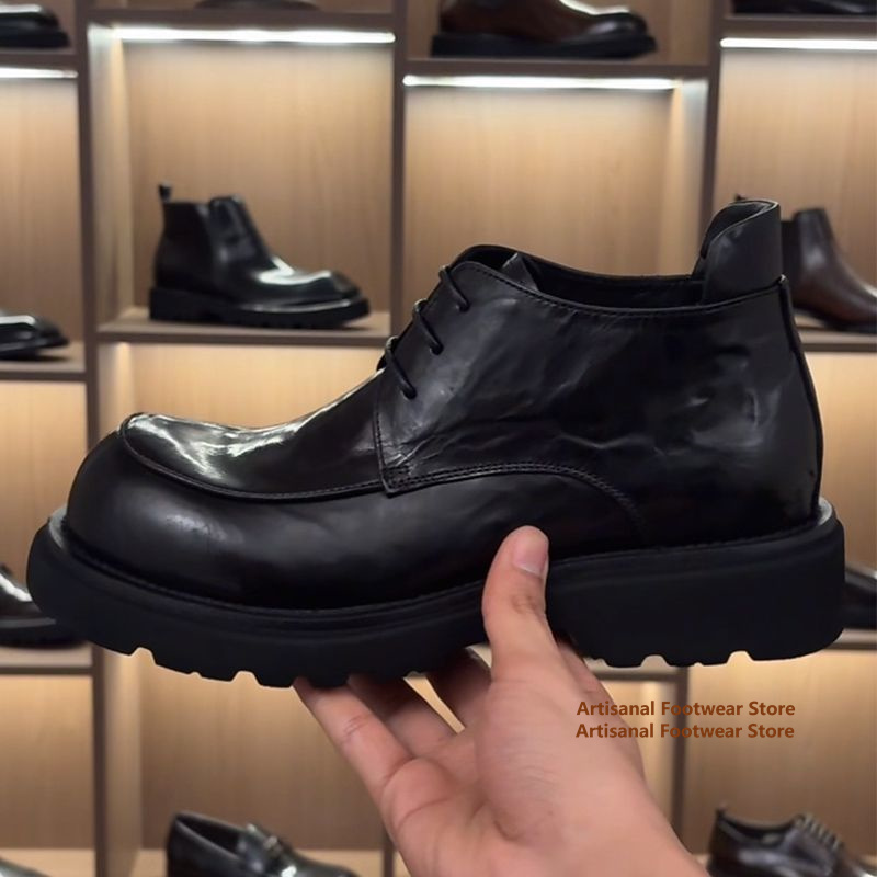 รองเท้าบูทเชลซีหนังสีดำ พื้นหน - Chelsea Boots Men บทวิจารณ์และราคา