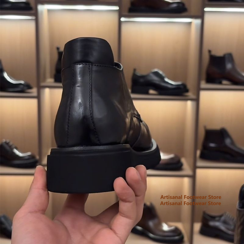 รองเท้าบูทเชลซีหนังสีดำ พื้นหน - Chelsea Boots Men บทวิจารณ์และราคา