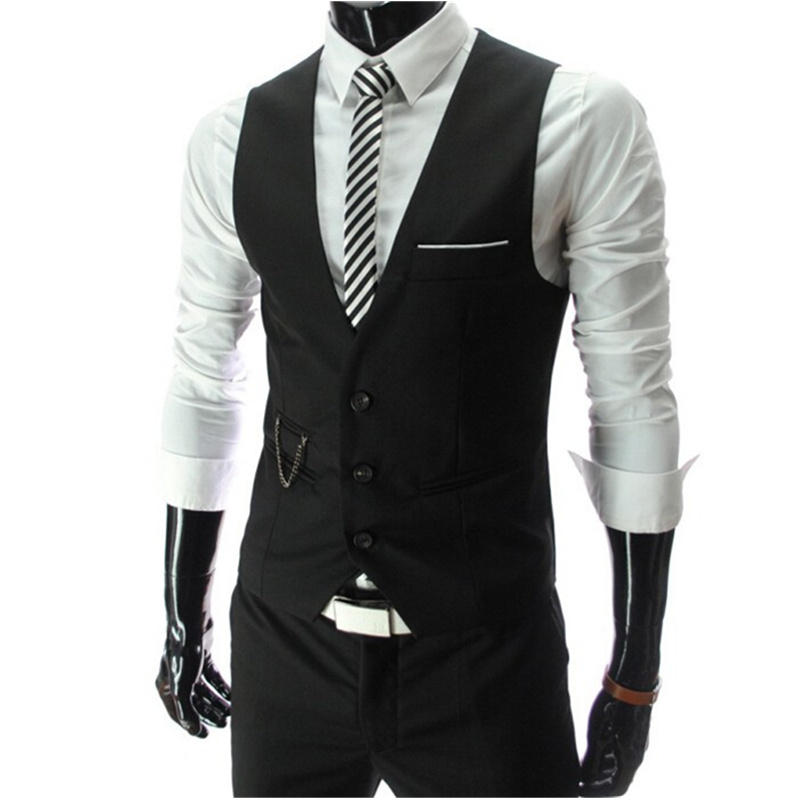 เสื้อกั๊กสูทผู้ชายสีเทาใหม่ปี  - Formal Waistcoat Vest บทวิจารณ์และราคา