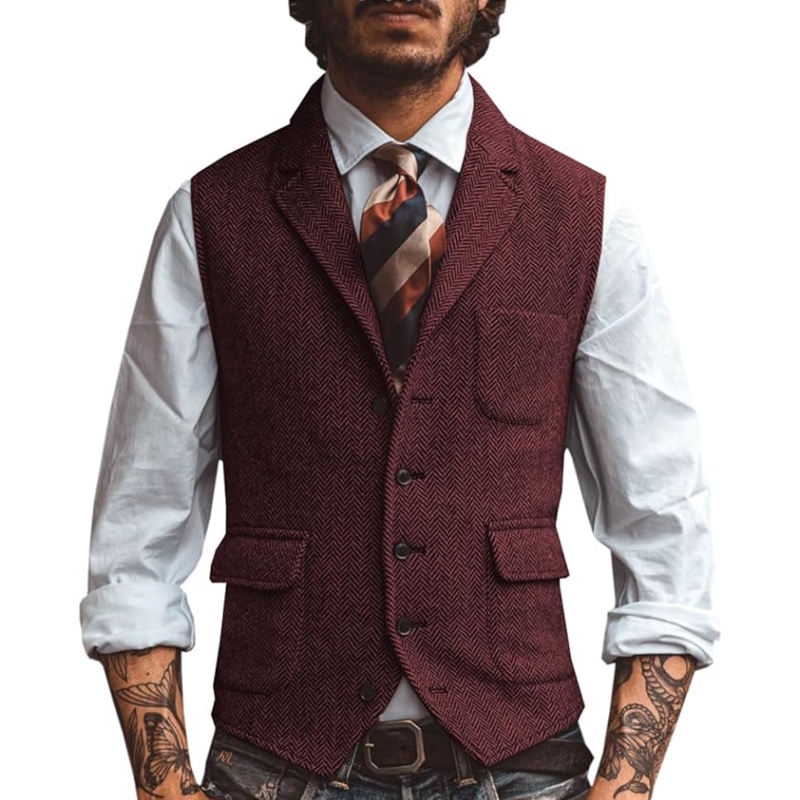 เสื้อกั๊กสูทผู้ชายคอวีแบบใหม่  - Formal Waistcoat Vest บทวิจารณ์และราคา