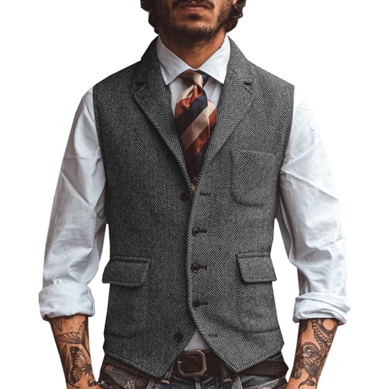เสื้อกั๊กสูทผู้ชายคอวีแบบใหม่  - Formal Waistcoat Vest บทวิจารณ์และราคา