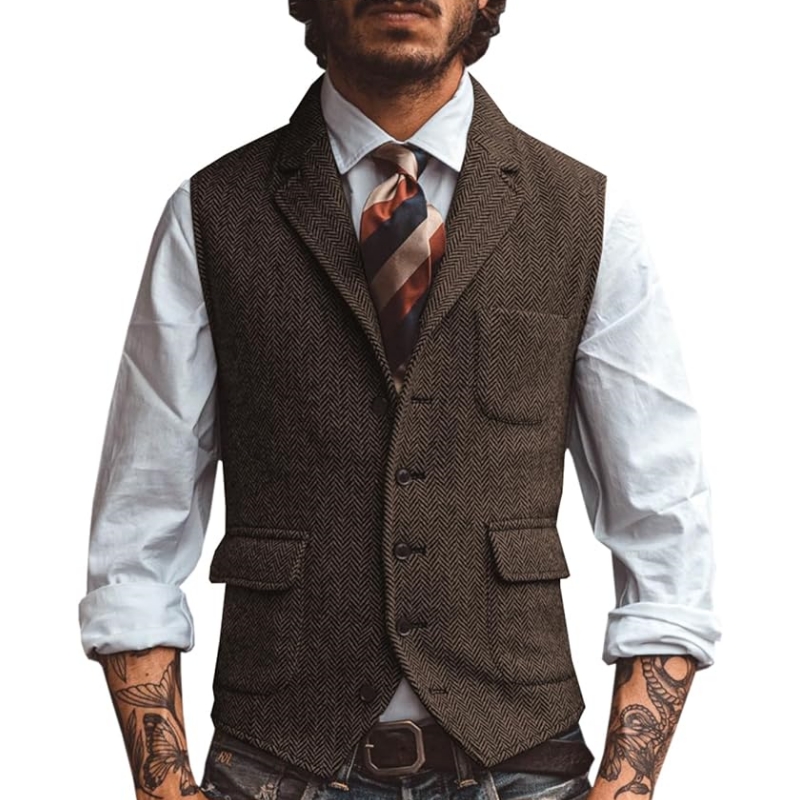 เสื้อกั๊กสูทผู้ชายคอวีแบบใหม่  - Formal Waistcoat Vest บทวิจารณ์และราคา