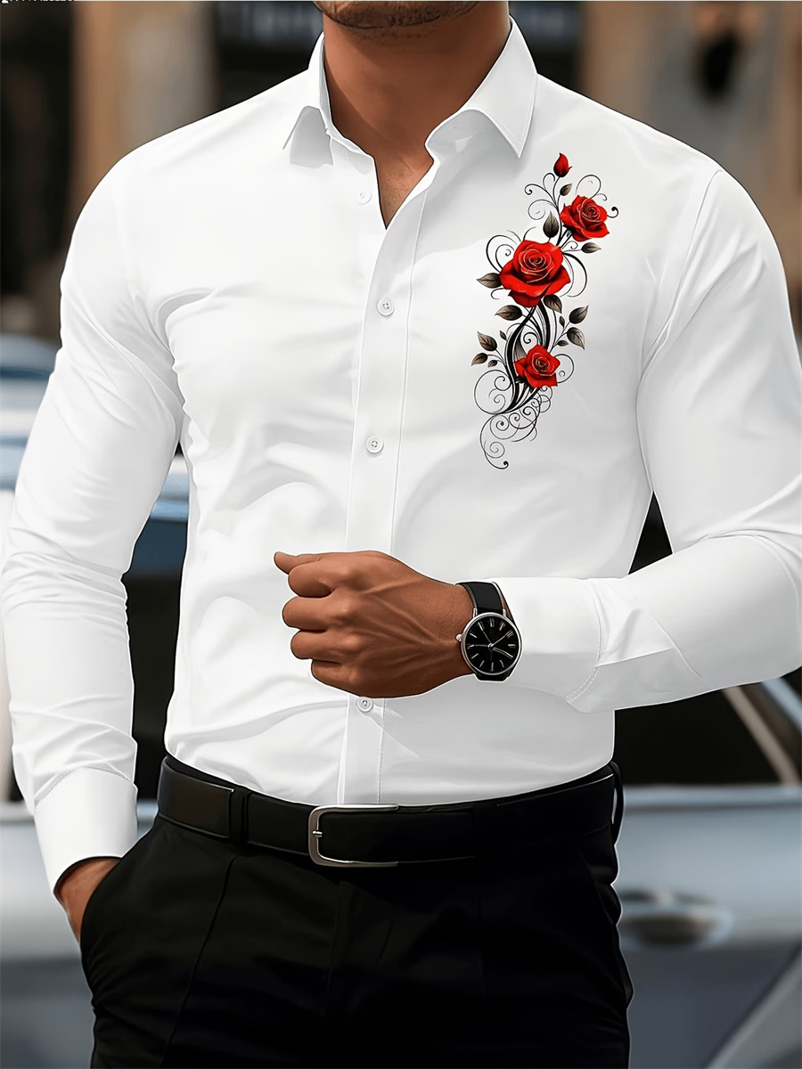 เสื้อเชิ้ตแขนยาวพิมพ์ลายดอกกุห - Men Fashion Upper บทวิจารณ์และราคา