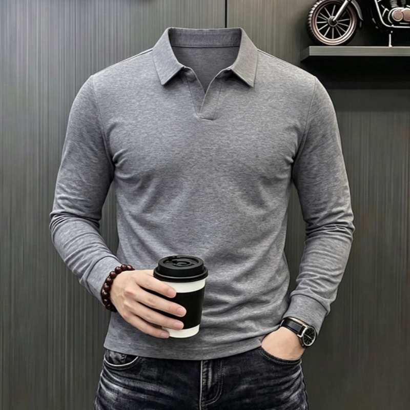 เสื้อโปโลแขนยาวผู้ชายสไตล์ลำลอ - Men Fashion Upper บทวิจารณ์และราคา