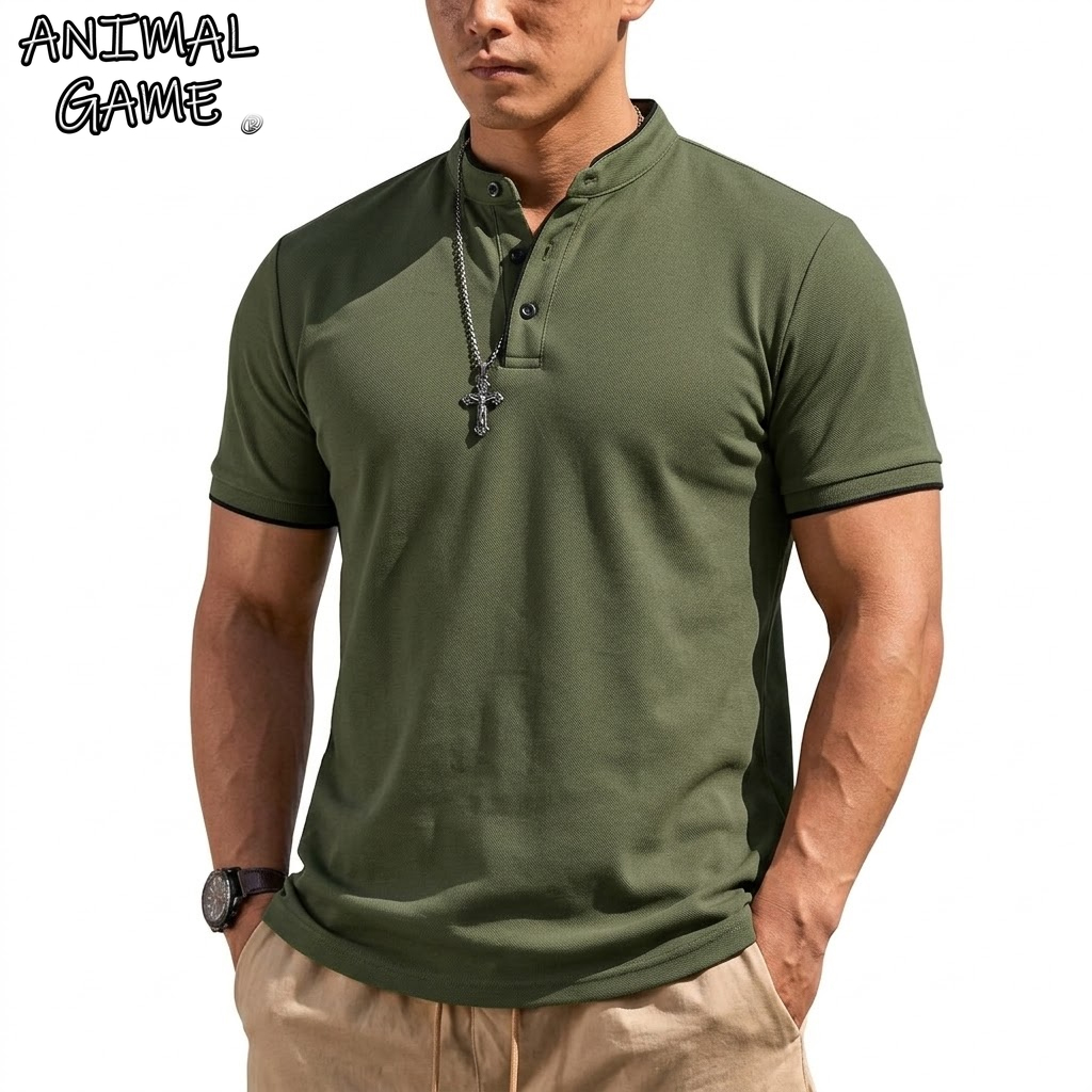 เสื้อเชิ้ตแขนสั้นทรงเฮนลีย์สำห - Men Fashion Upper บทวิจารณ์และราคา