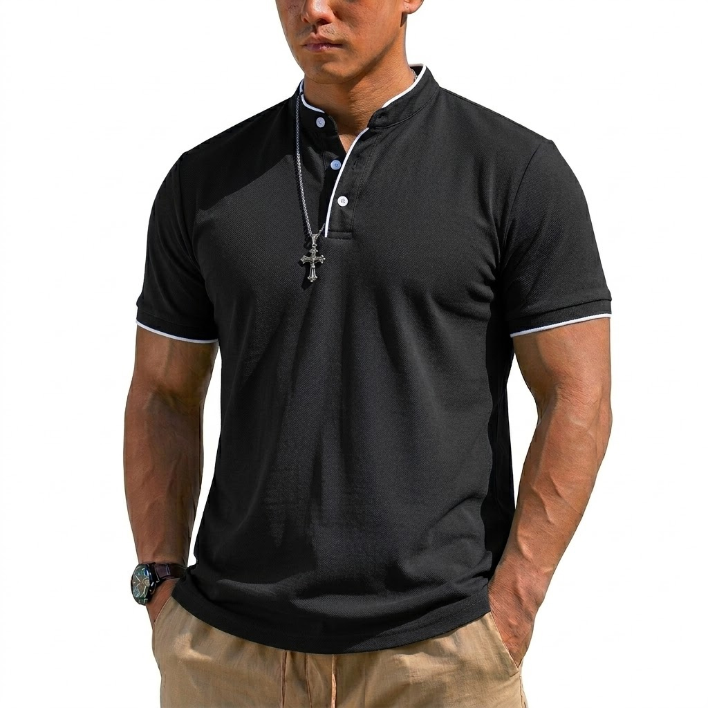 เสื้อเชิ้ตแขนสั้นทรงเฮนลีย์สำห - Men Fashion Upper บทวิจารณ์และราคา