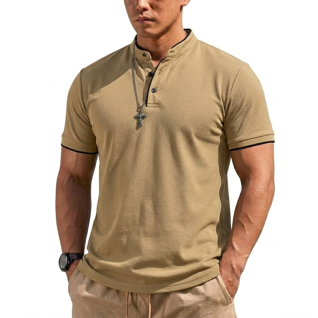 เสื้อเชิ้ตแขนสั้นทรงเฮนลีย์สำห - Men Fashion Upper บทวิจารณ์และราคา